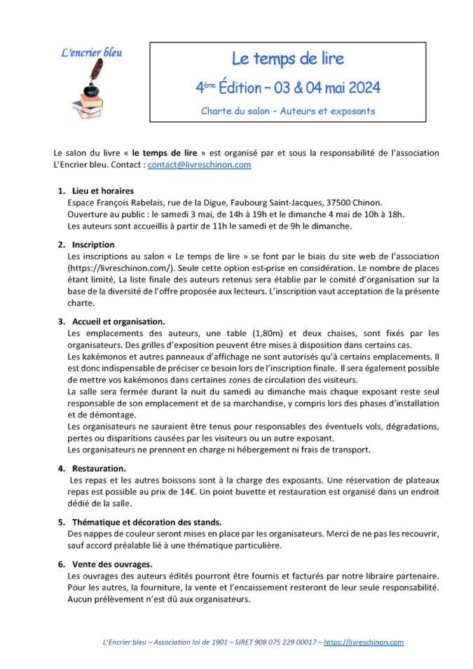 Charte du salon 2025